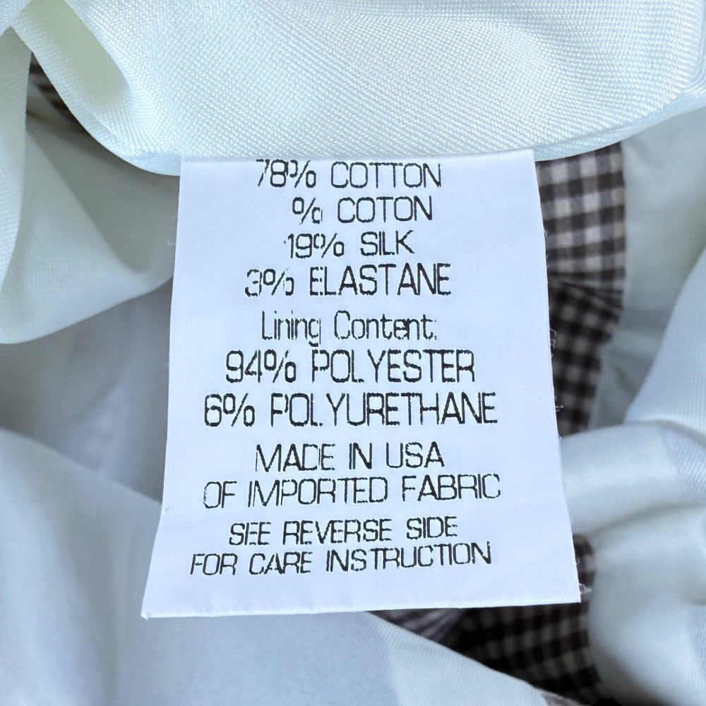 Vintage Theory Strapless Gingham Button Front Dress Brown White Silk Size 10 - Picture 6 of 13